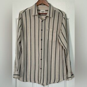 EUC Katin Striped Cotton Linen Button-Up Shirt LG | Coastal Surf SoCal Style 🌴